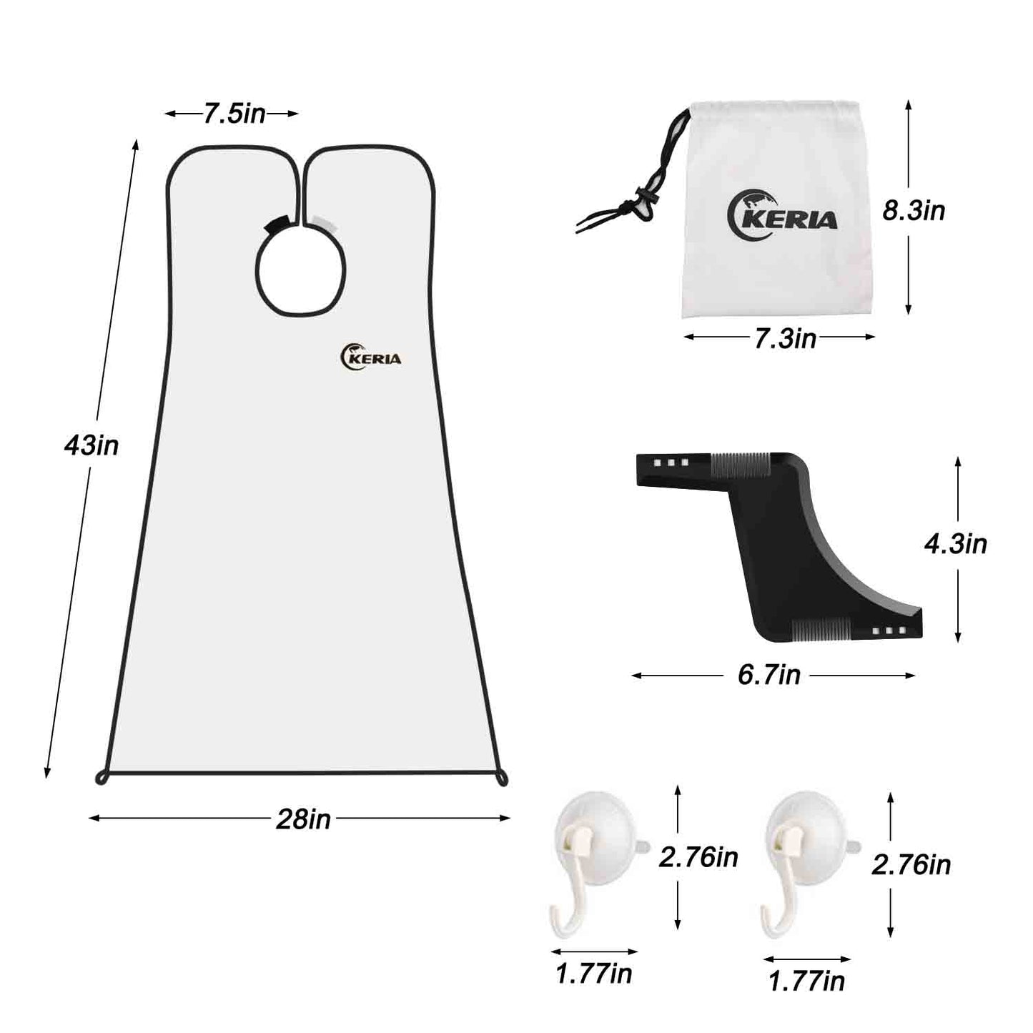 Keria Beard Catcher Bib Apron Beard Cape for ShavingTrim Your Beard In Minutes Without The Mess Perfect gift for Men (Cape With Black Comb)