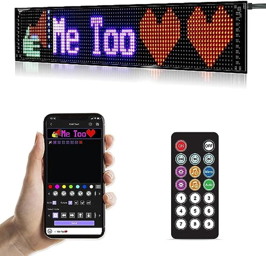 Programmable LED Sign,P5.5 Flexible LED Sign for Business,Bluetooth APP Digital Sign,Support Multi Task Loop Playback,16x96 dots (23''x5'')