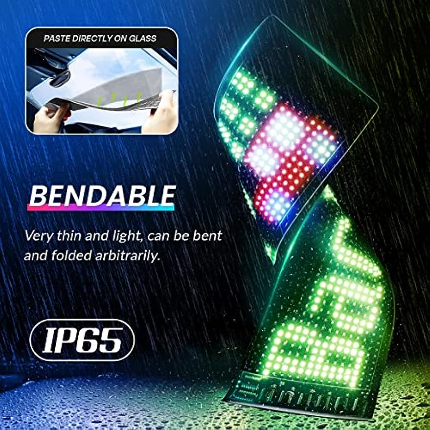 Keria Bluetooth App Control LED Sign, 14.6''x3.6'' Flexible USB 5V LED Car Signs Programmable LED Sign Custom Text Pattern Animation Scrolling LED Display for Car Store Party Bar Hotel Concert