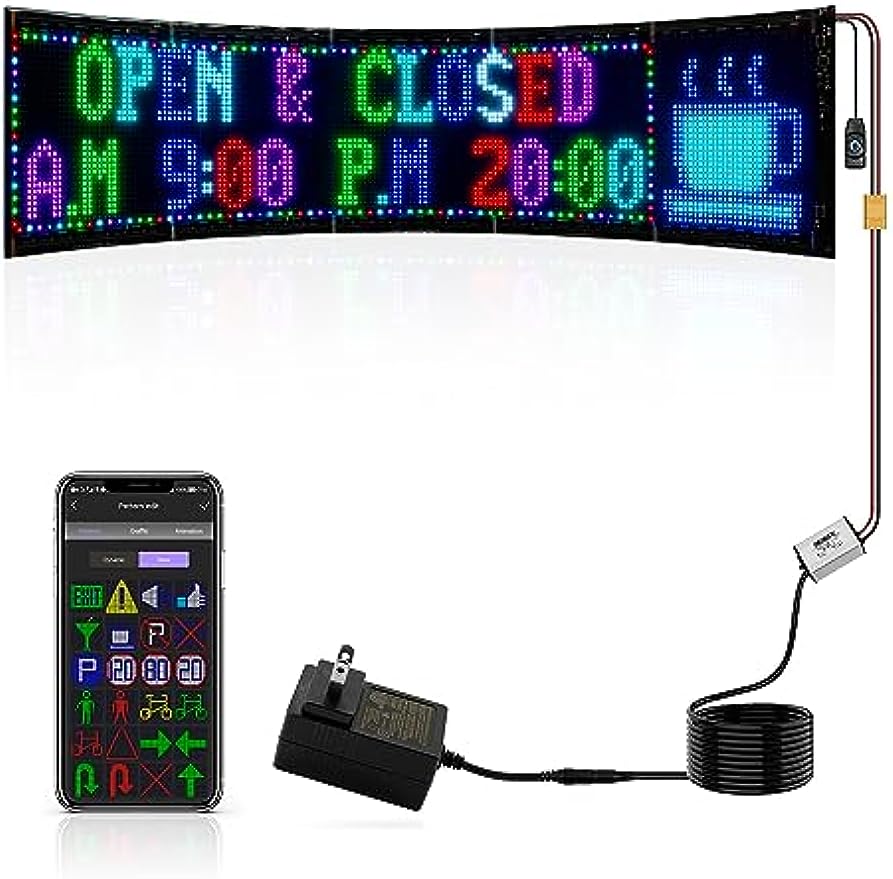 Keria LED Signs Digital Scrolling LED Sign High Bright Programmable LED Sign For Store Window Advertising Flexible LED Matrix Panel Bluetooth APP DIY Text Animation Graffiti(31x8")