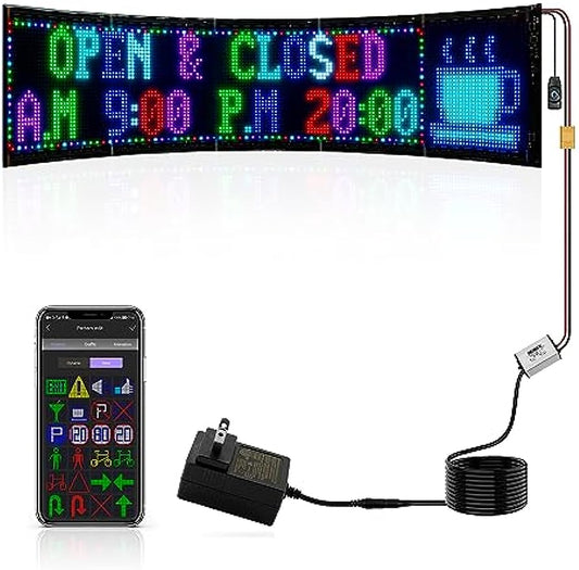 Keria LED Signs Digital Scrolling LED Sign High Bright Programmable LED Sign For Store Window Advertising Flexible LED Matrix Panel Bluetooth APP DIY Text Animation Graffiti(31x8")