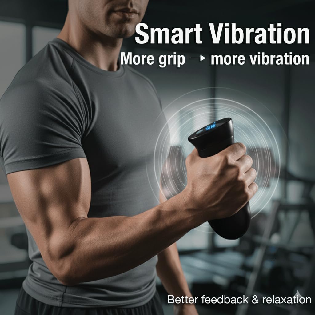 Digital Grip Strength Trainer, 0–440 lb Hand Gripper Strengthener with Real-Time Display (No Sound), 2 Modes: Test & Smart Vibration, Ergonomic Hand Grip & Forearm Strengthener, USB-C Rechargeable Hand Exerciser