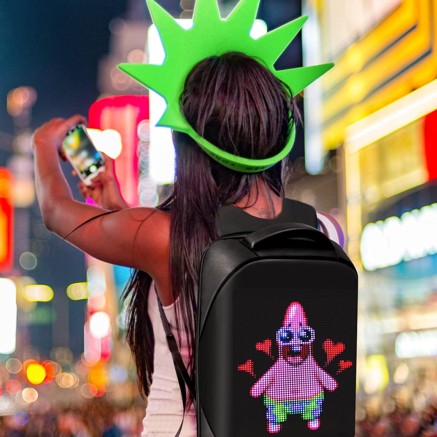 Keria Laptop Backpack with LED Display, DIY Fashion Backpack, Waterproof Shoulder Travel Backpack, Gift for Men Women Fits 15.6 Inch Laptop (Black)