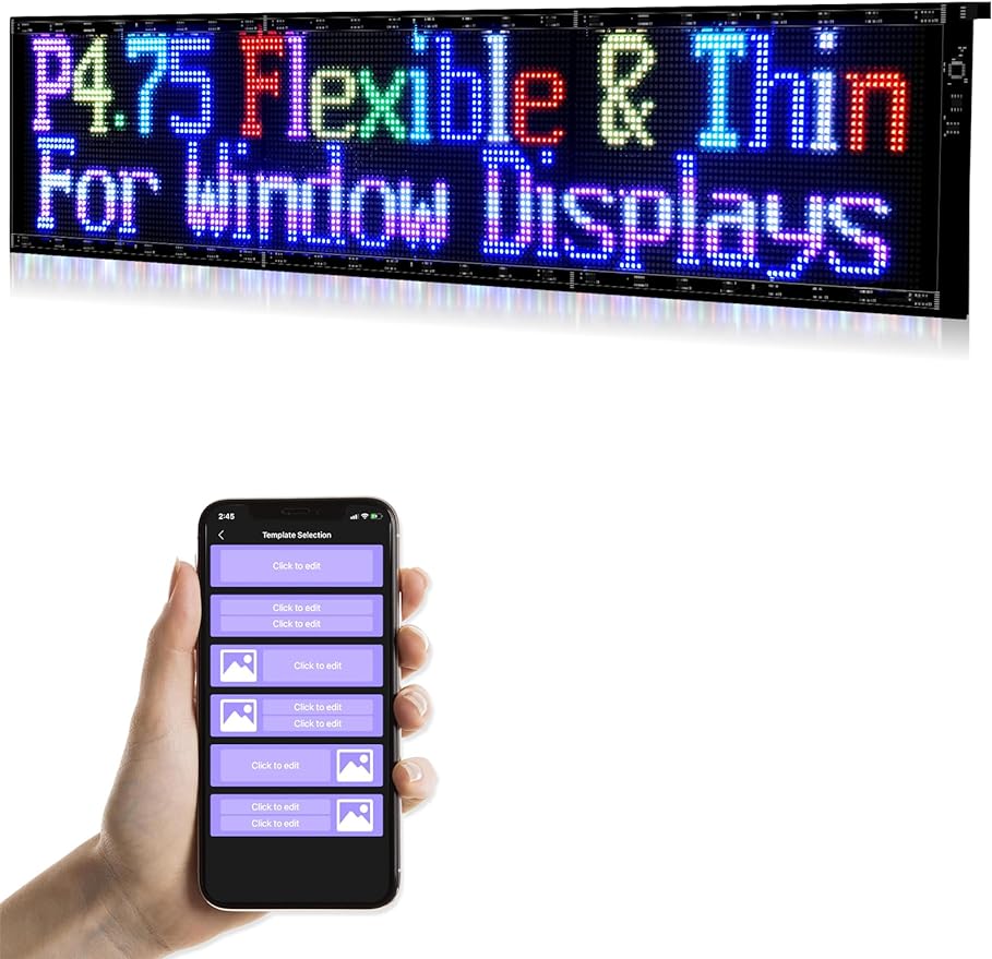 Keria Scrolling LED Sign,Programmable Flexible LED Matrix Panel,LED Sign for Car,Bluetooth APP Control,DIY Design Text, Patterns, Animations (37/inchx 8/inch) black