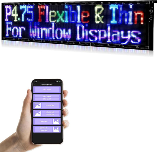 Keria Scrolling LED Sign,Programmable Flexible LED Matrix Panel,LED Sign for Car,Bluetooth APP Control,DIY Design Text, Patterns, Animations (37/inchx 8/inch) black