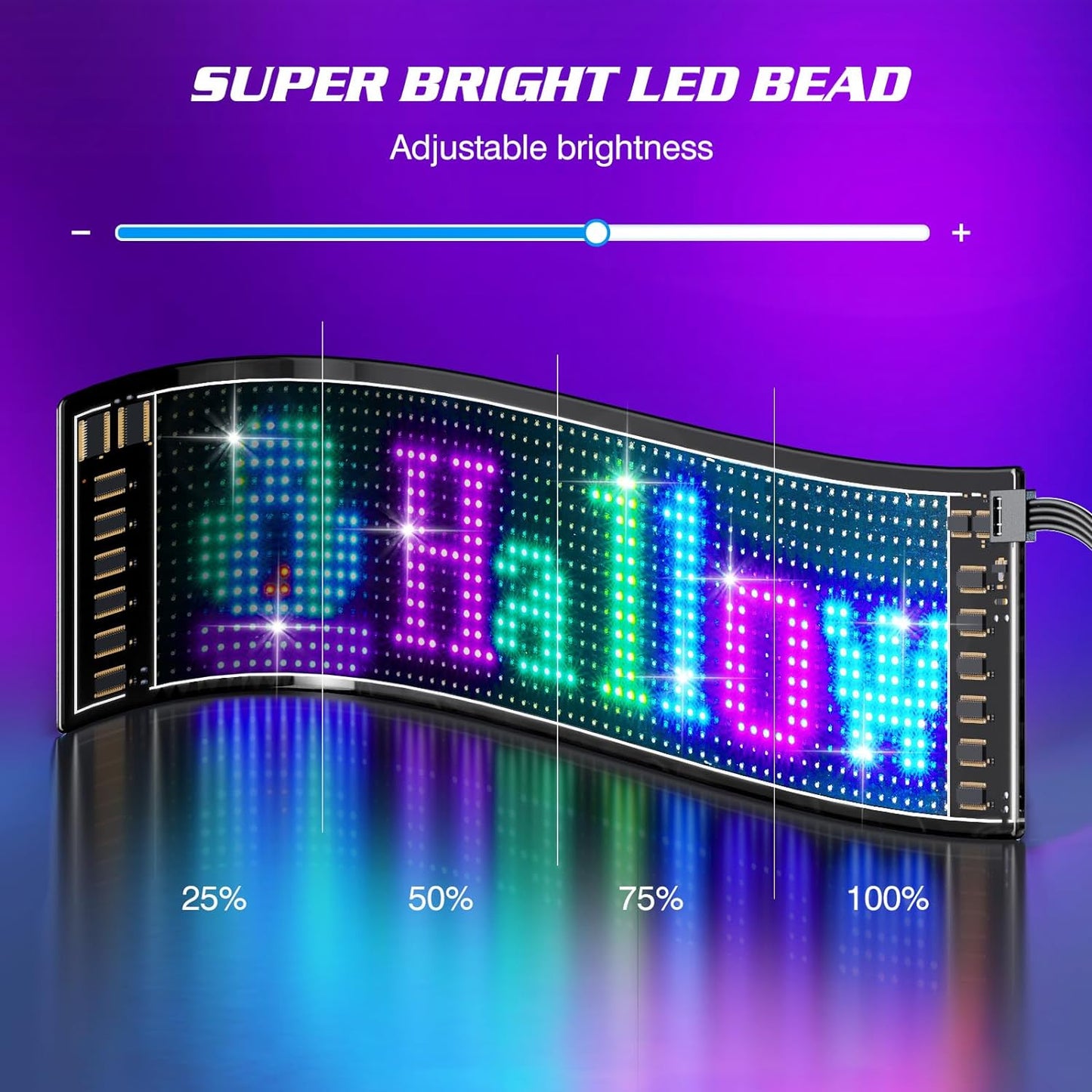 Programmable Led Sign, 15''x4'' Pre-made Animations & Customizable Text Led Car Sign, Bluetooth APP Control Scrolling LED Sign, Custom,Graffiti Flexible Led Matrix Panel for Car Store Hotel Holiday