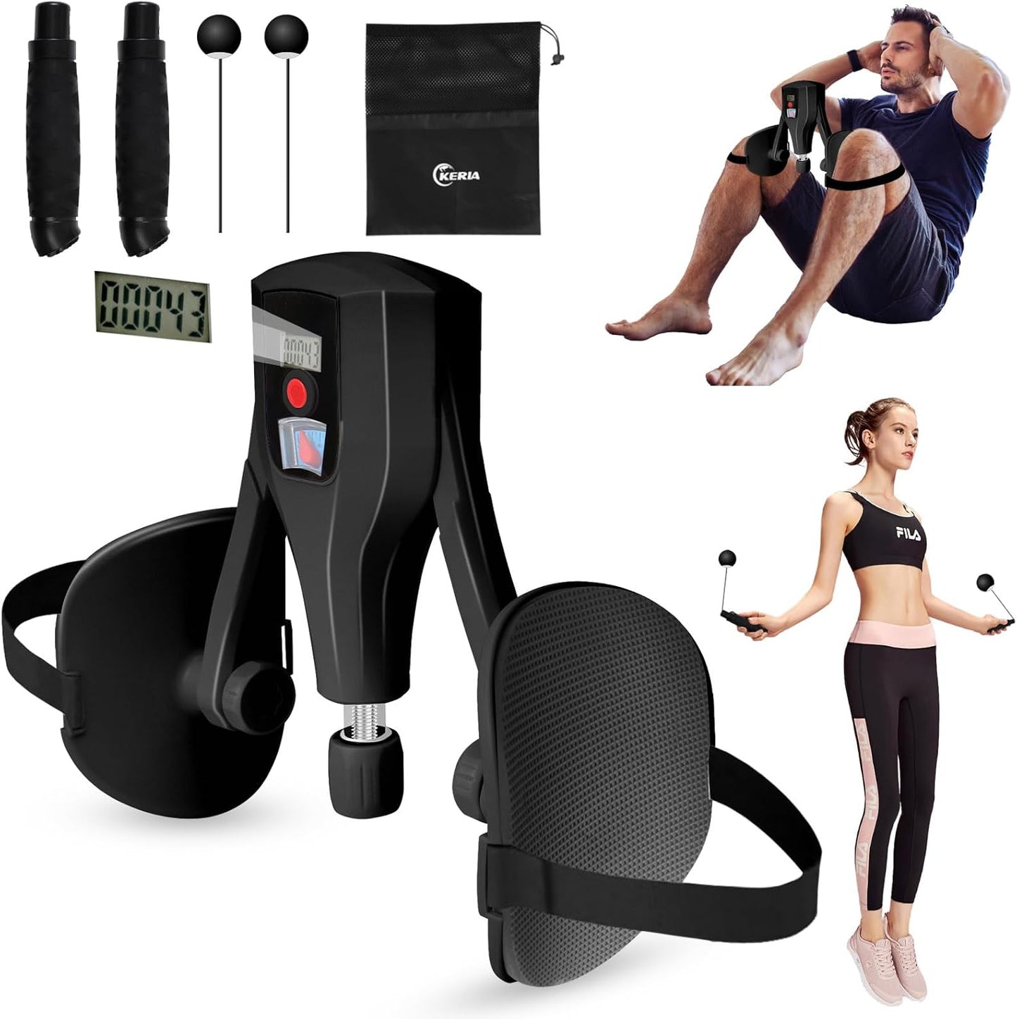Multifunctional Thigh Trainer Kegel Exerciser, Adjustable Resistance Hip Trainer with Leg Straps, Handles, Jump Rope, Kegel Trainer for Thighs, Pelvic Floor, and Postpartum Rehabilitationut