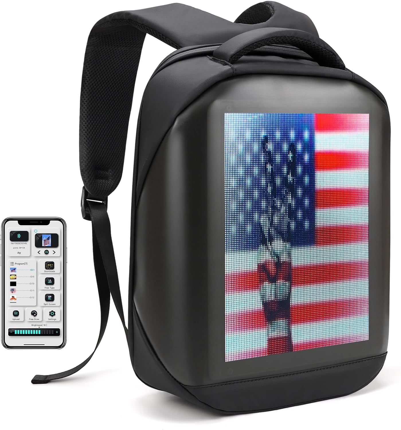 Keria Led Backpack with Programmable Screen,HD Color Screen App Control 15.6 inches Laptop Backpack, Waterproof led bag, Travel Backpack, Motorcycle Backpack