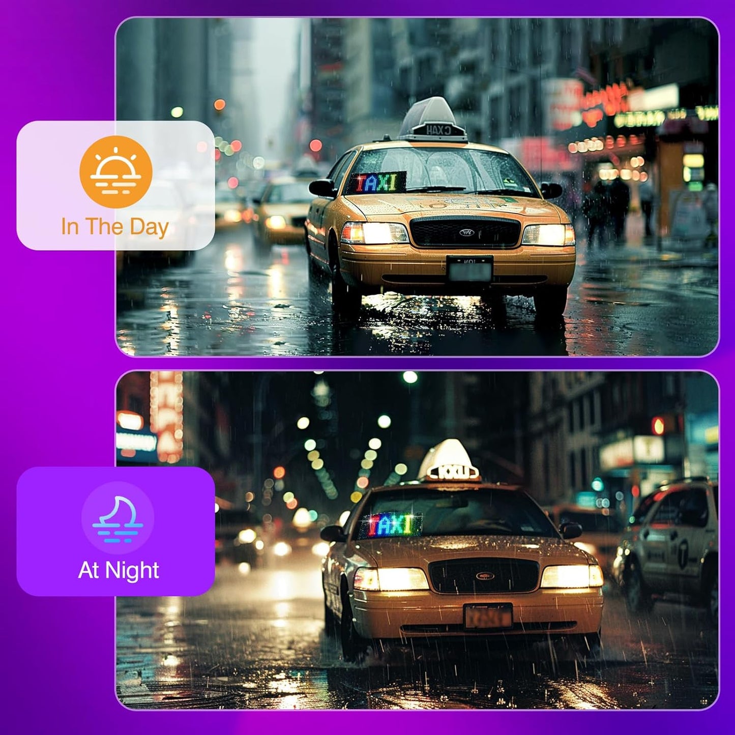 Programmable Led Sign, 15''x4'' Pre-made Animations & Customizable Text Led Car Sign, Bluetooth APP Control Scrolling LED Sign, Custom,Graffiti Flexible Led Matrix Panel for Car Store Hotel Holiday