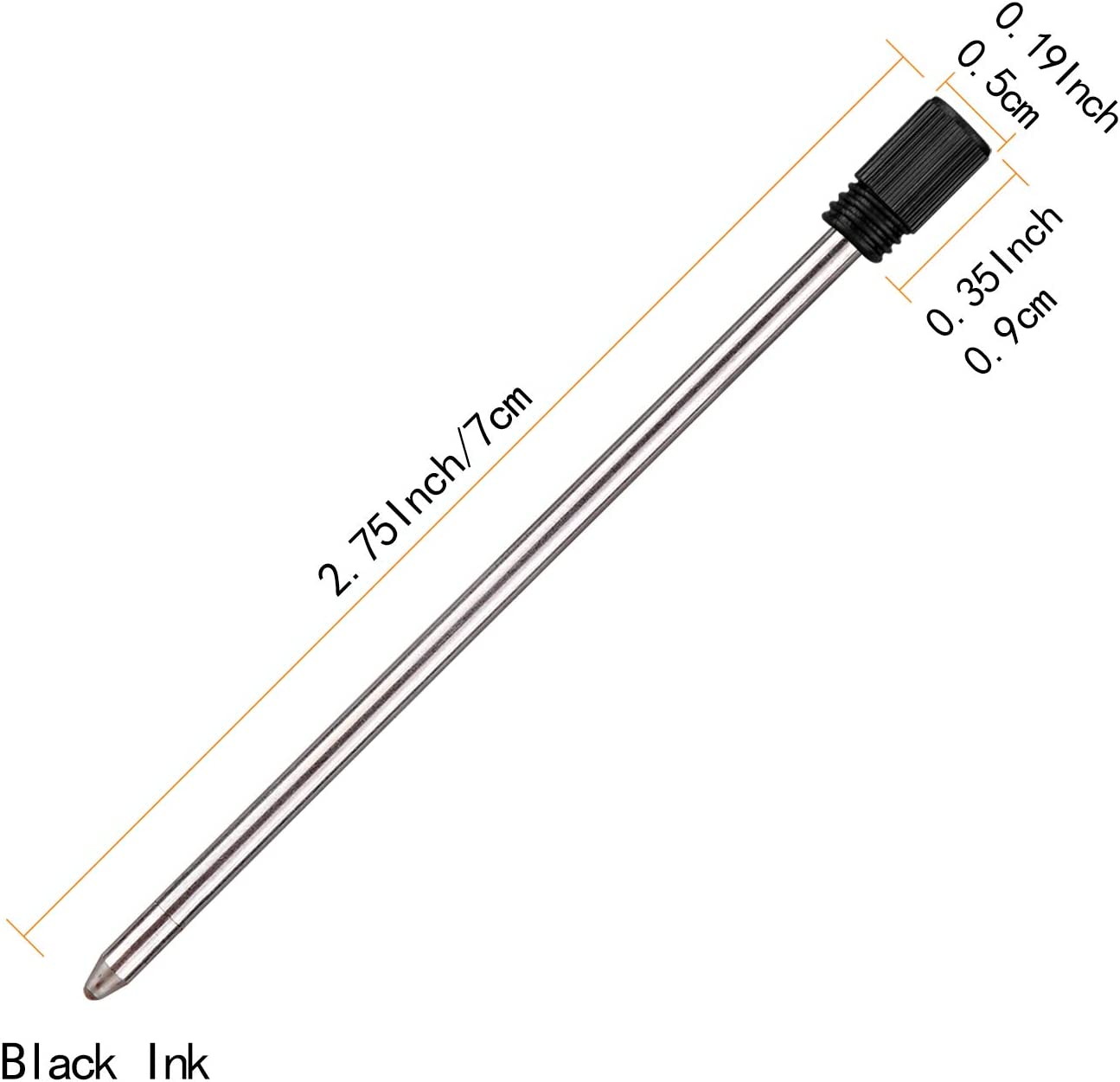 2.75 Inch Replaceable Ballpoint Pen Refills for 6 in 1 Multi-function Ballpoint Pens and other brand Diamond Crystal Stylus Pen, Metal Refill,Black and Blue Color Ink(Pack of 20)