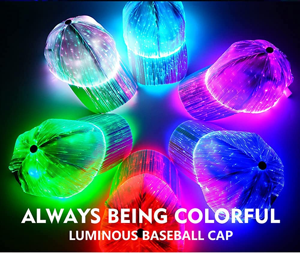 New Christmas Gift RGB 7 Color Flashing Led Fiber Optic Hat Night Light Built-in Battery for Thanks Giving ,Christmas,New Year