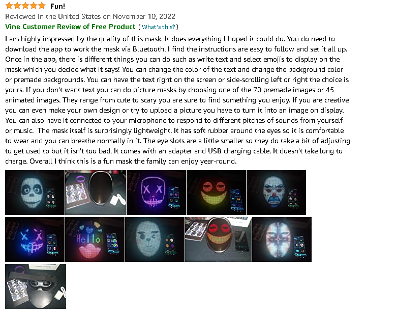 BoywithUke Bluetooth LED Face Changing Mask Diy Picture Text Christmas New Year Party
