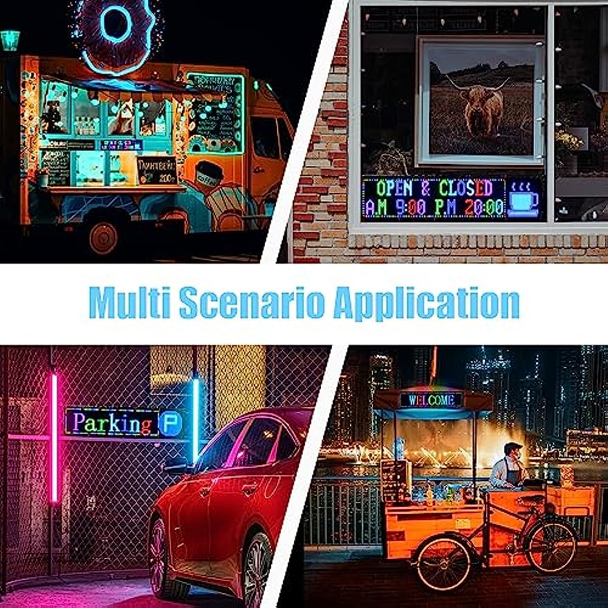 Keria LED Signs Digital Scrolling LED Sign High Bright Programmable LED Sign For Store Window Advertising Flexible LED Matrix Panel Bluetooth APP DIY Text Animation Graffiti(31x8")