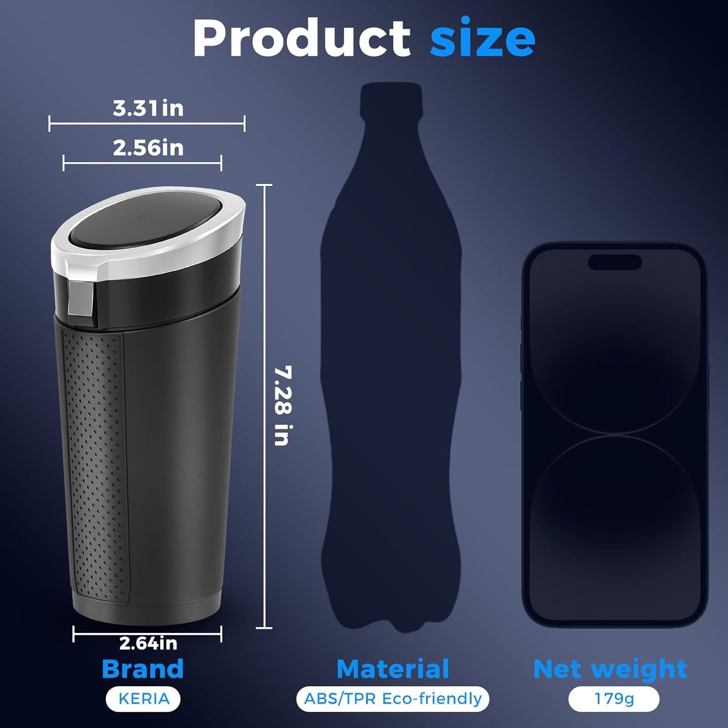 Keria Car Trash Can Bin with Lid - Mini Car Garbage Can Cup Holder-Small Leakproof Vehicle Trash Garbage Can Bin-Automotive Car Organizers and Storage for Back Seat SUV Vechile Accessories (Black)