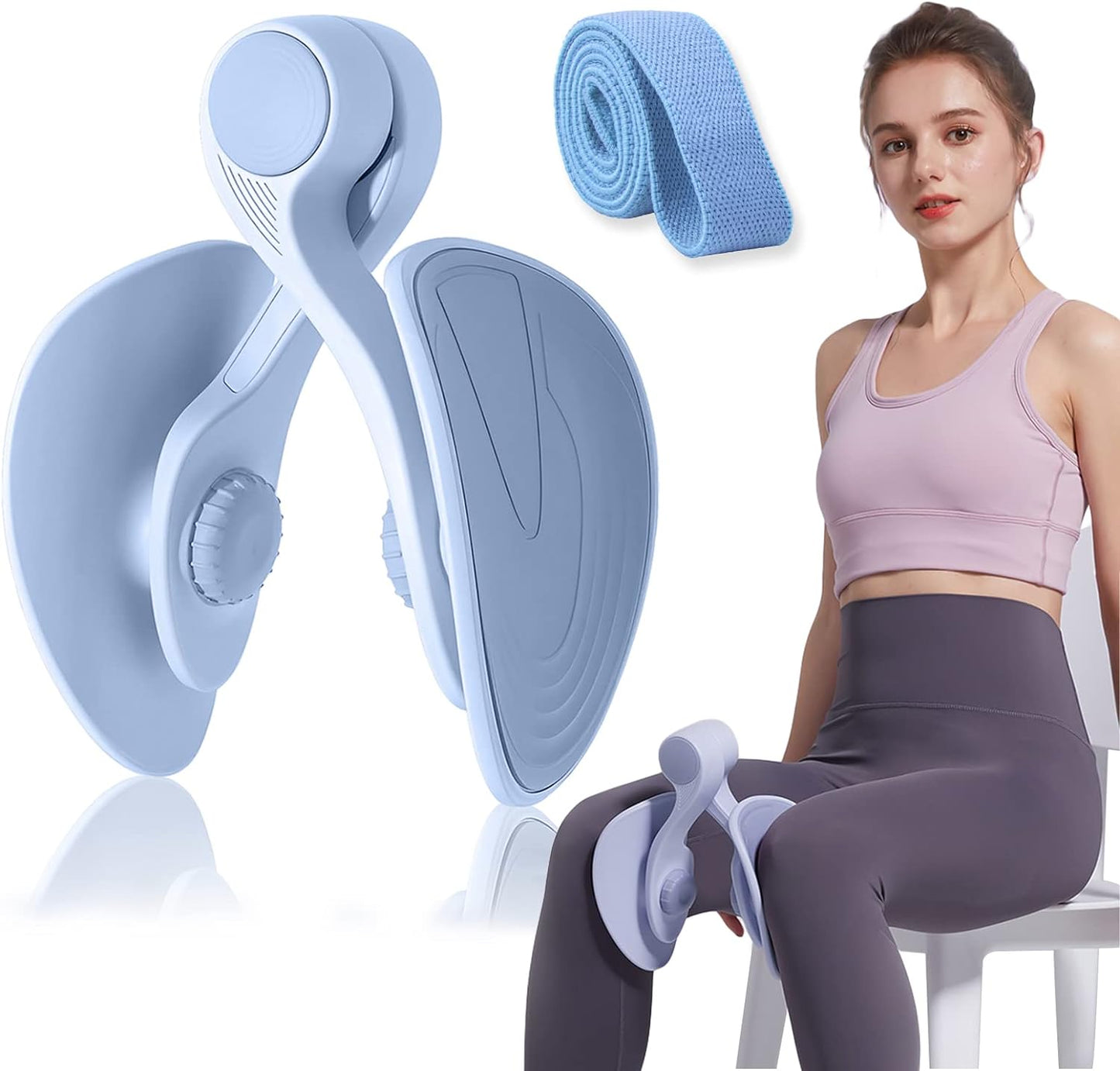 Thigh Master 35lb Pelvic Floor Muscle Repair Trainer Kegel Inner Thigh Exercise Workout Equipment Pilates for Home Workouts Hip Under Desk Exercise Men Women with Band