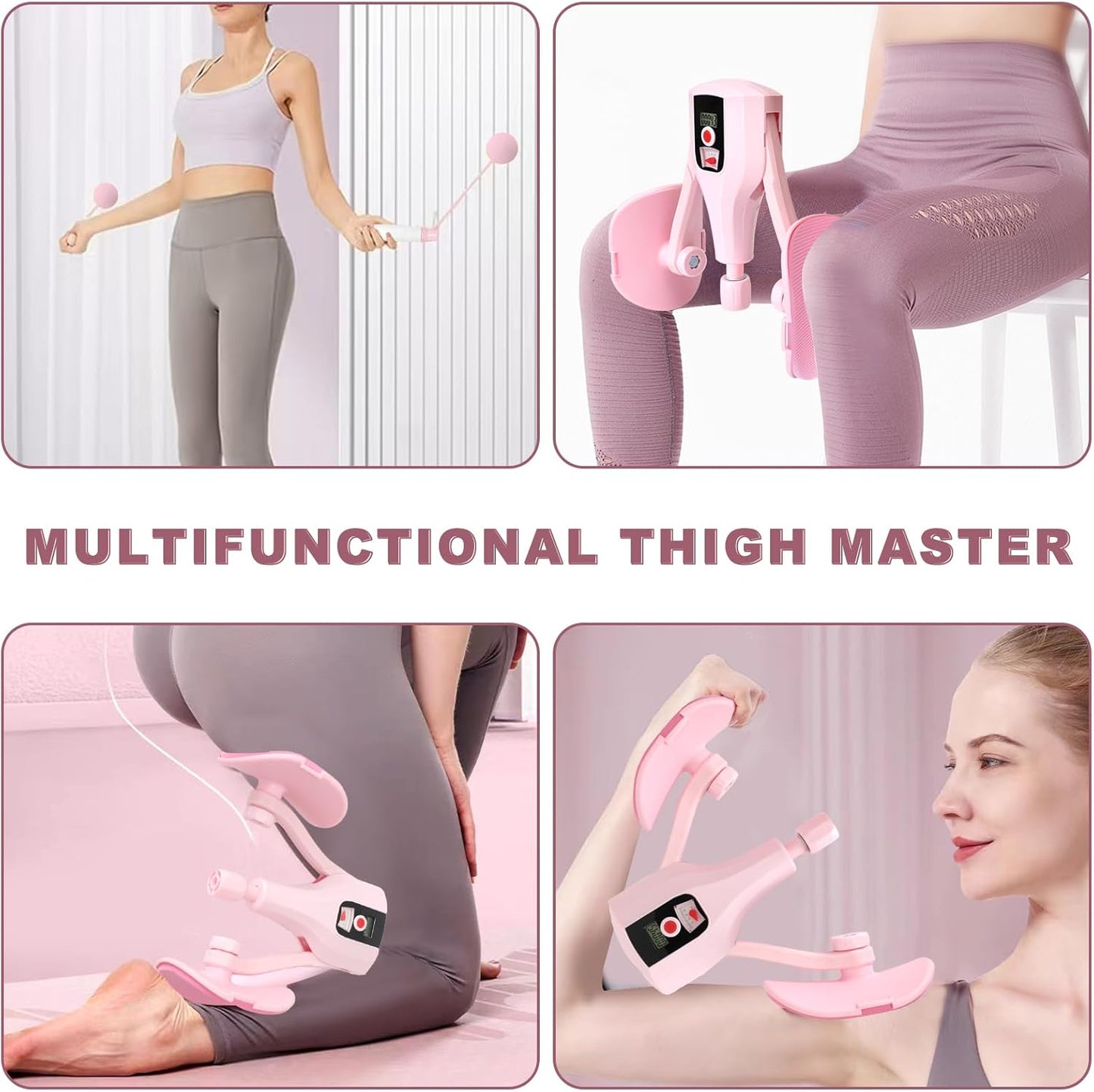 Multifunctional Thigh Trainer Kegel Exerciser, Adjustable Resistance Hip Trainer with Leg Straps, Handles, Jump Rope, Kegel Trainer for Thighs, Pelvic Floor, and Postpartum Rehabilitationut