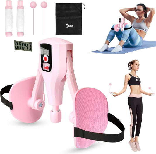 Multifunctional Thigh Trainer Kegel Exerciser, Adjustable Resistance Hip Trainer with Leg Straps, Handles, Jump Rope, Kegel Trainer for Thighs, Pelvic Floor, and Postpartum Rehabilitationut