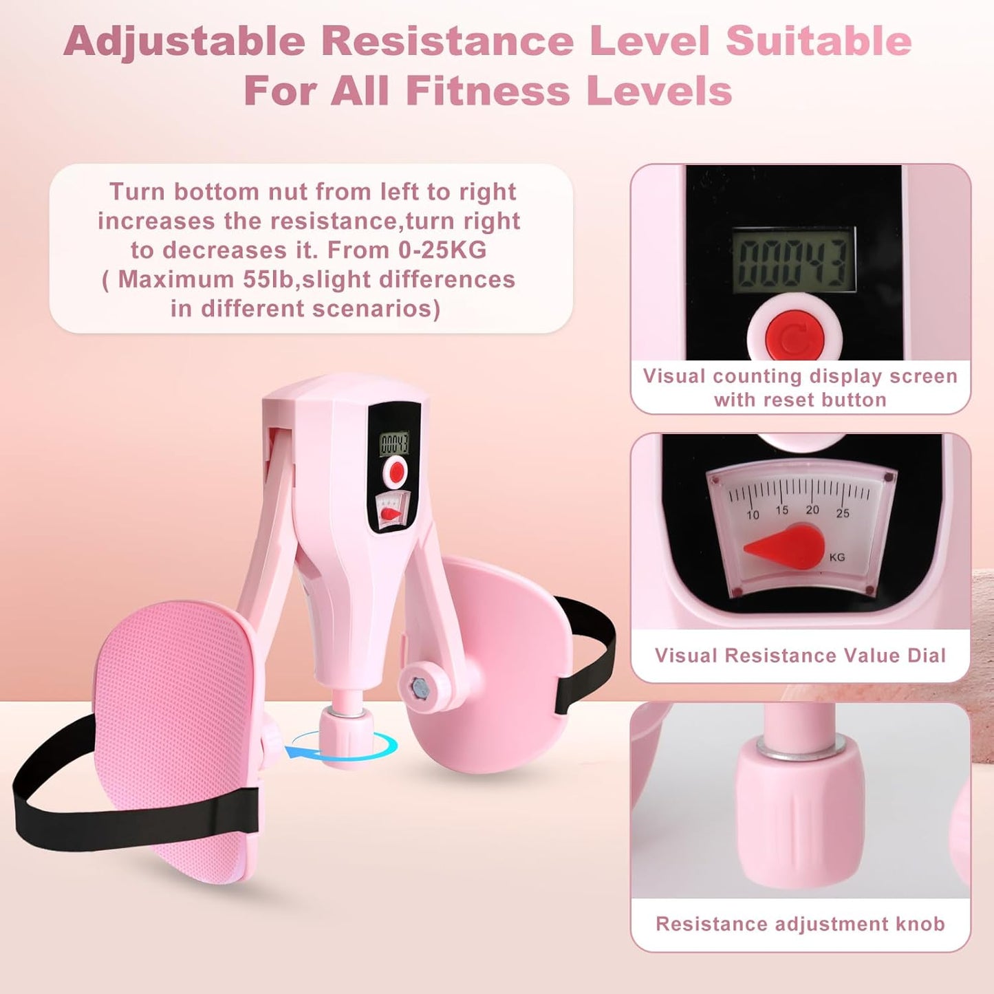 Multifunctional Thigh Trainer Kegel Exerciser, Adjustable Resistance Hip Trainer with Leg Straps, Handles, Jump Rope, Kegel Trainer for Thighs, Pelvic Floor, and Postpartum Rehabilitationut
