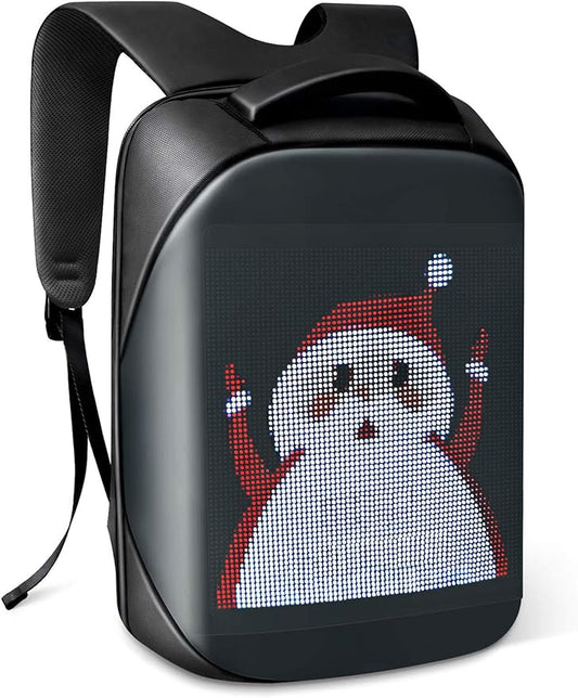 Keria Laptop Backpack with LED Display, DIY Fashion Backpack, Waterproof Shoulder Travel Backpack, Gift for Men Women Fits 15.6 Inch Laptop (Black)